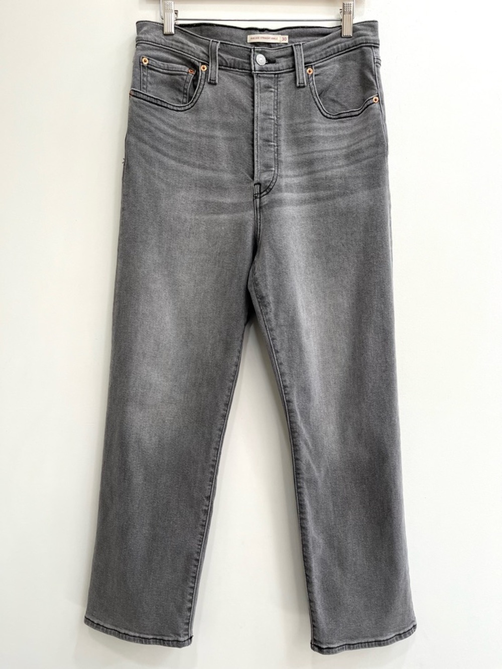 Levi rib cage straight ankle jeans cosmic chatter gray ultra high rise size 30